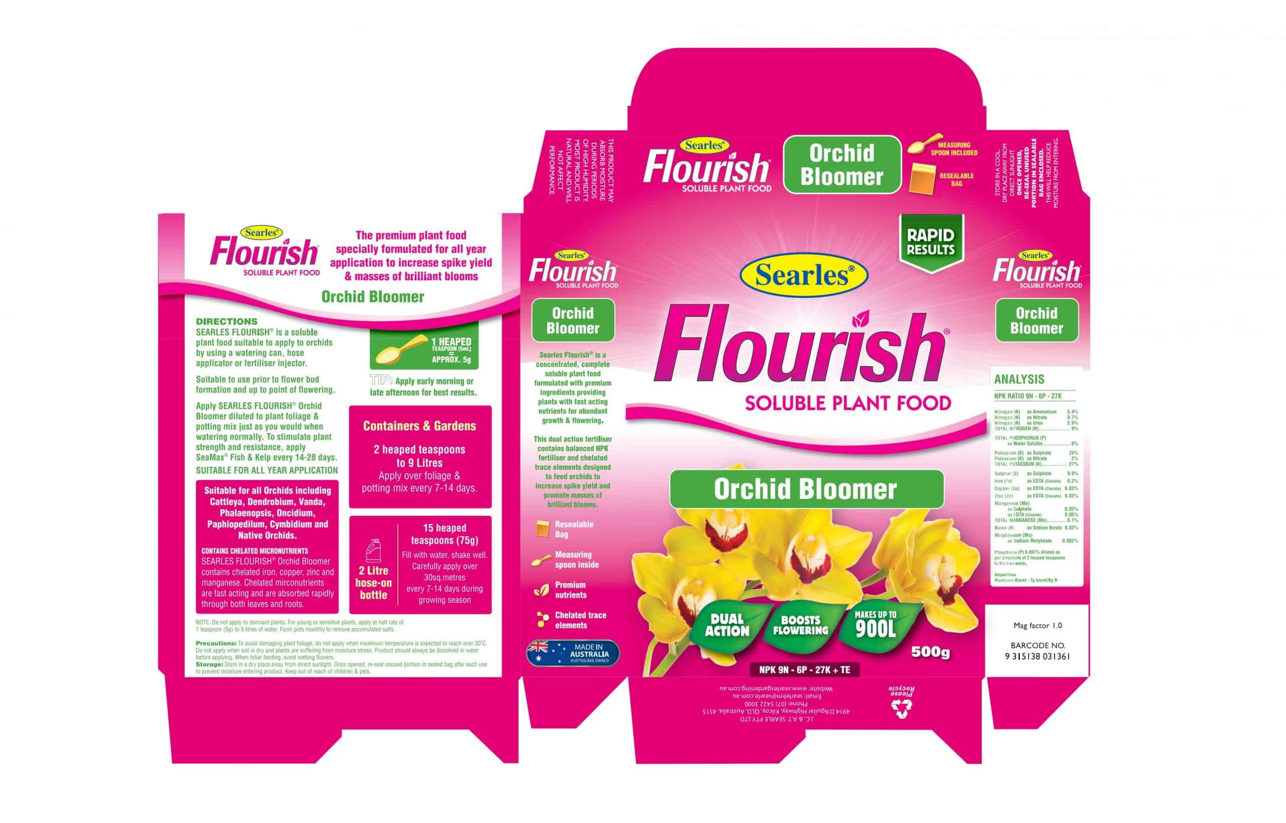Searles Flourish Orchid Bloomer Soluble Plant Food 500g - Image 2